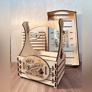FATHER’s Day BBQ set / Sauce Caddy / Recipe Board / Large Tray / Hand Made USA